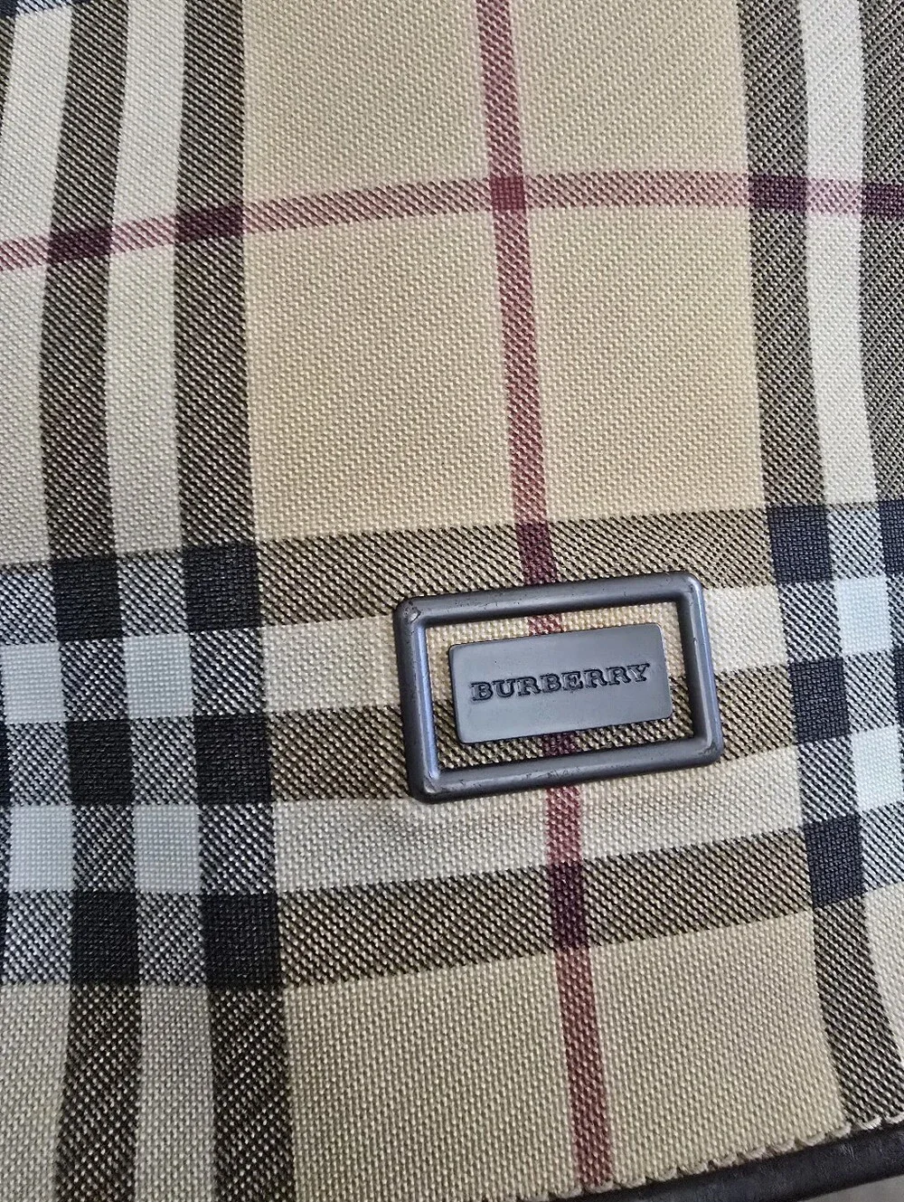 Authentic Burberry Classic Plaid Men's Messenger Bag in Beige